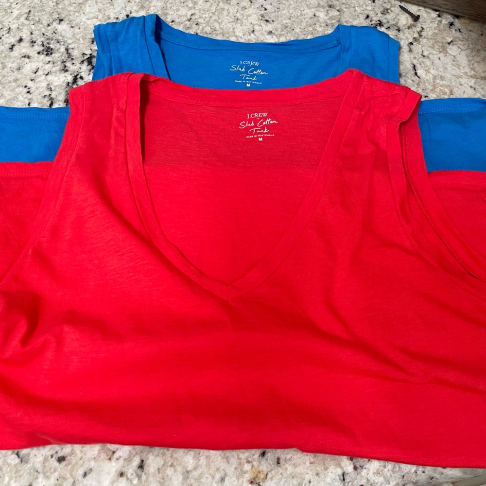 J. Crew Women’s Red and Blue Tank Tops (2)